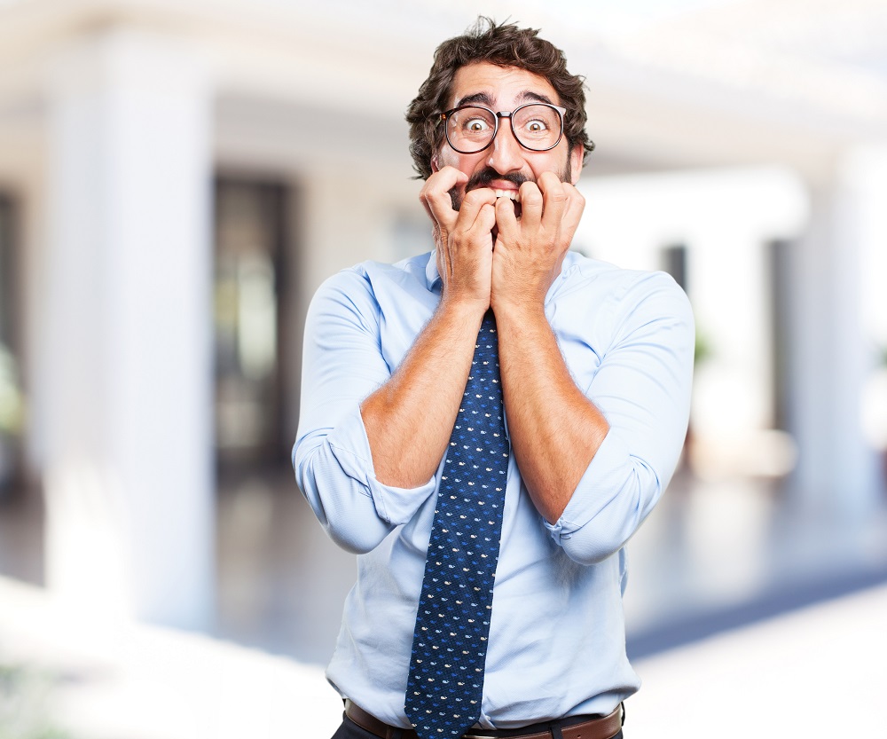 crazy businessman worried expression